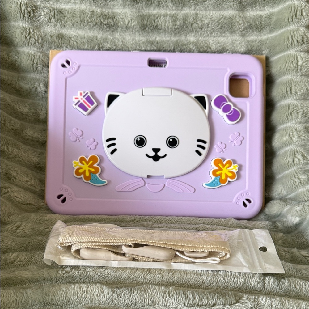 New! Cute Purple Cat Tablet Case